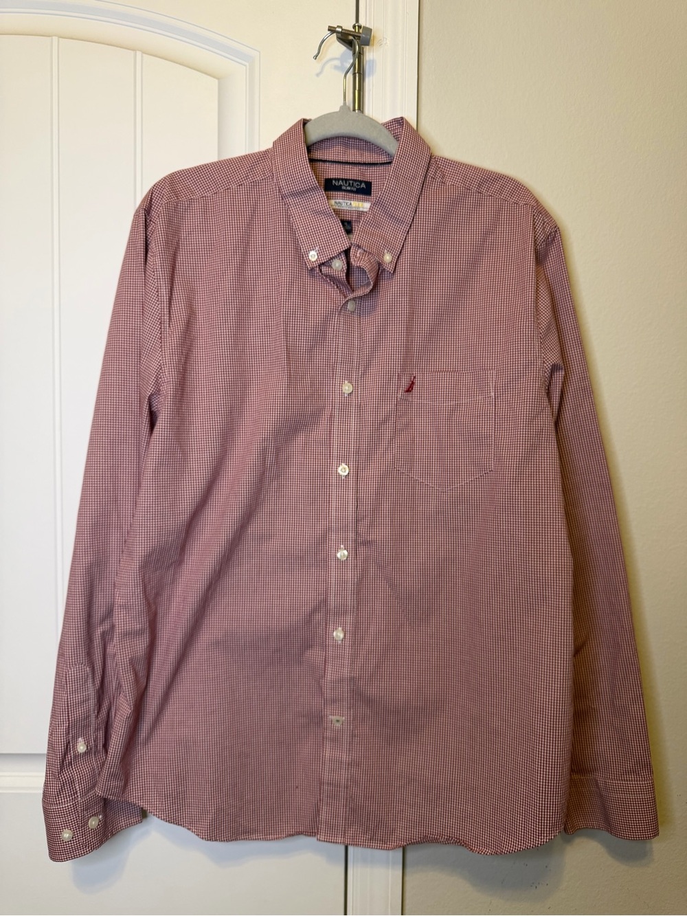 Nautica Men's Red Micro-Check Button-Down Shirt